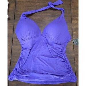 NWT Ralph Lauren 16 Purple Tankini Beach Halter Top 127096